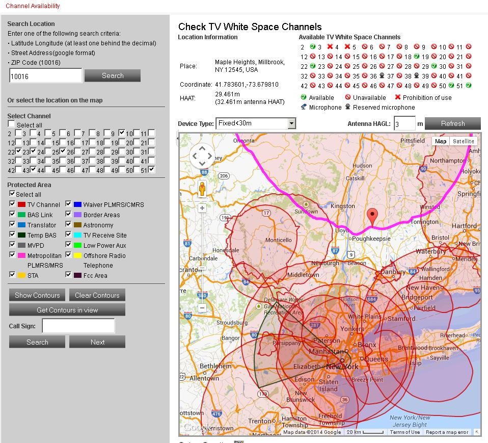 WhiteSpace Spectrum Management Solution for the FCC in the U.S.